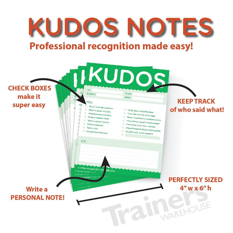 Trainers Warehouse Kudos for Work - Set of 10 Note Pads (Orange) | Clever & Colorful - Recognize Large or Small Contributions, & Inspire Continued Efforts | 4" W x 5.5" L - Image 3